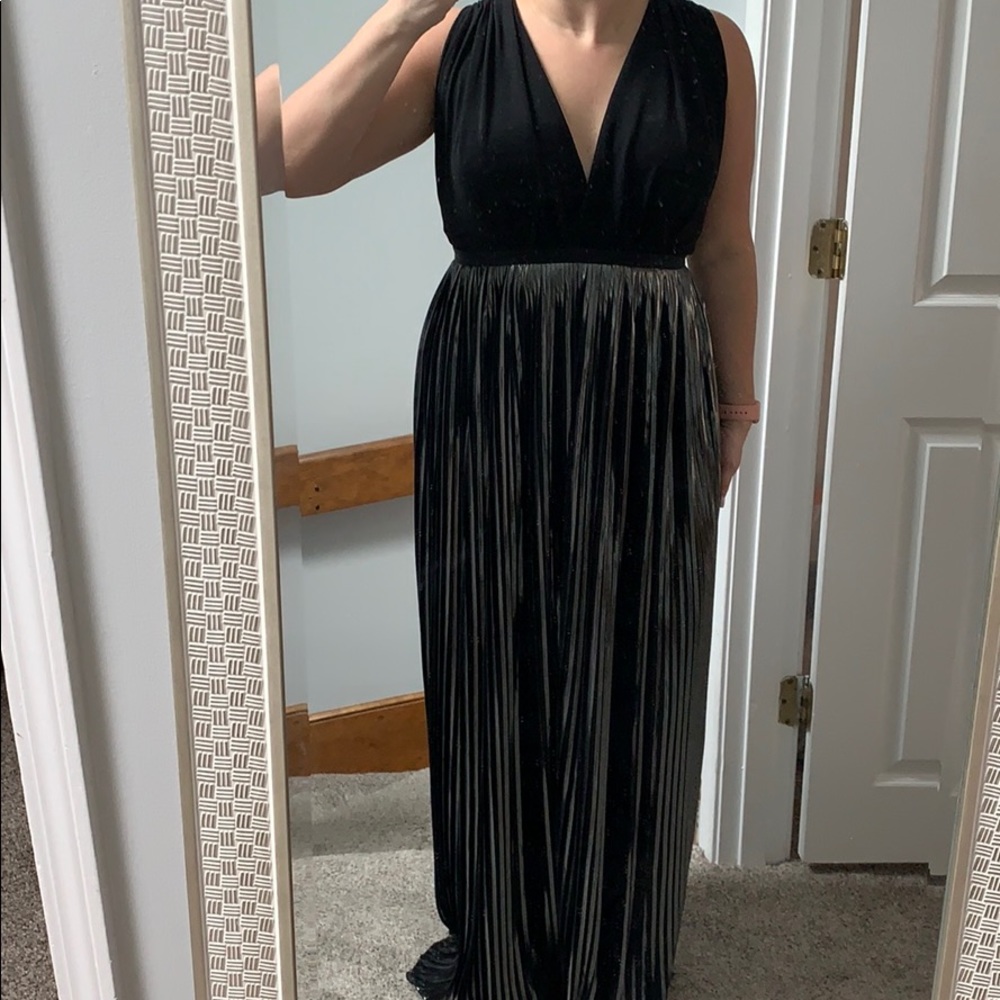 Elegant black and silver floor length dress